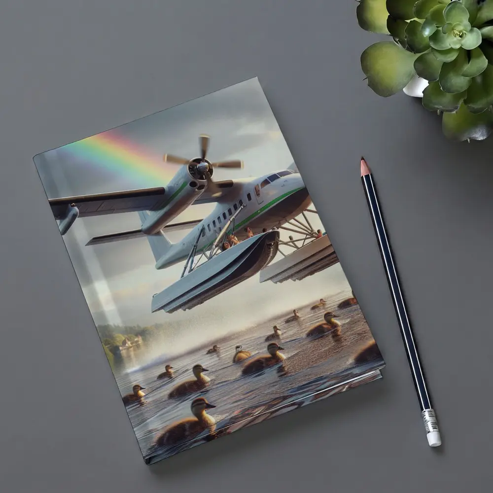 Seaplane Landing on Lake With Rainbow – Notebooks