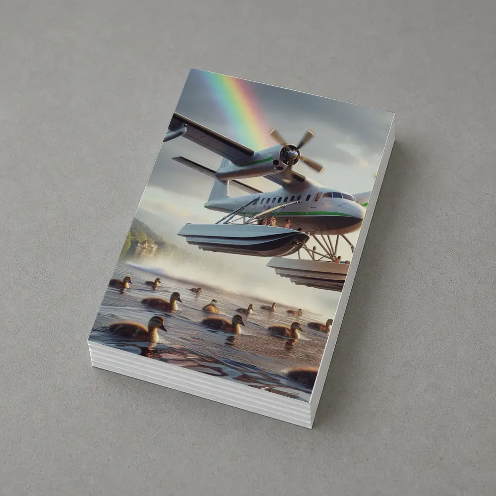 Seaplane Landing on Lake With Rainbow – Postcards