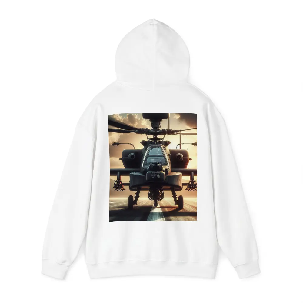 Apache Attack Helicopter Runway Dramatic Sky – Hoodies