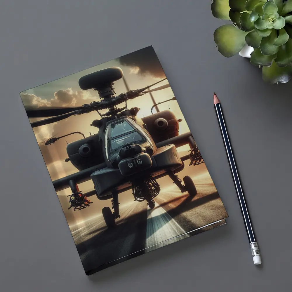 Apache Attack Helicopter Runway Dramatic Sky – Notebooks