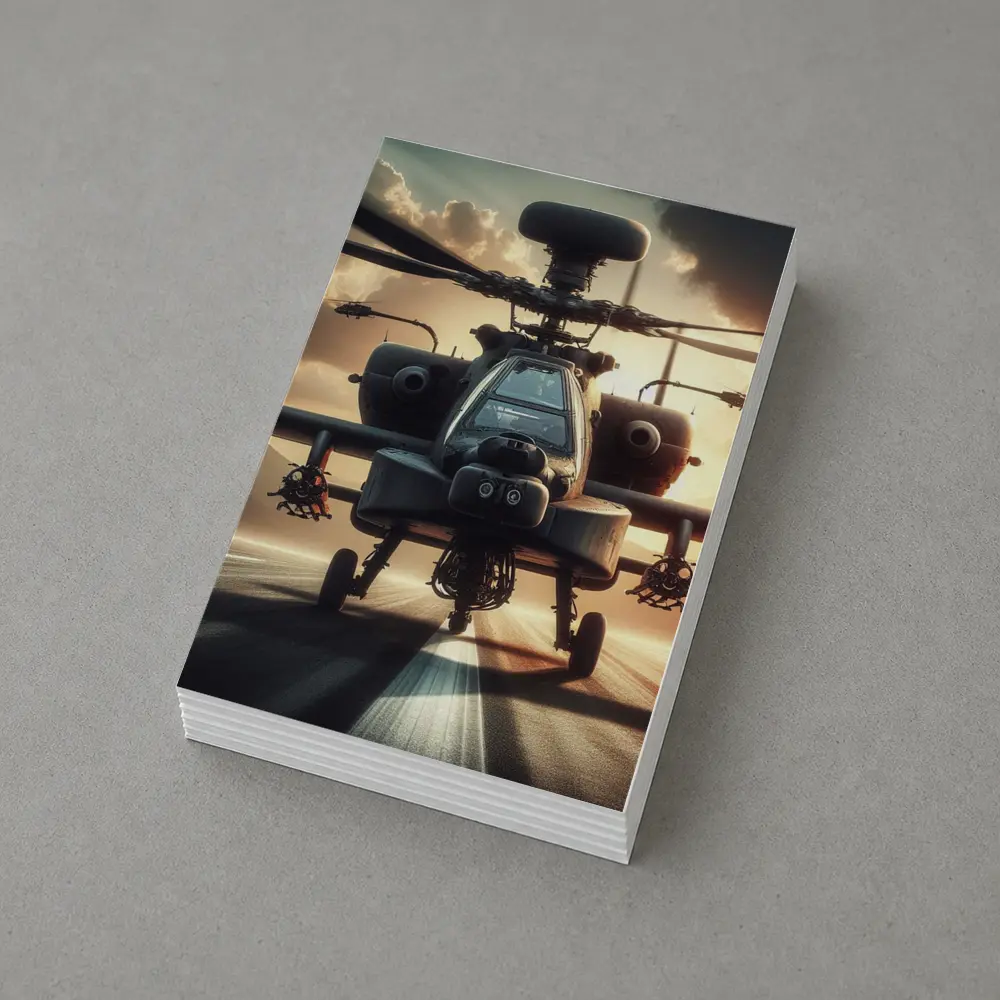 Apache Attack Helicopter Runway Dramatic Sky – Postcards