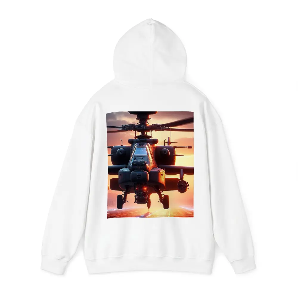 Apache Attack Helicopter Sunset Runway – Hoodies