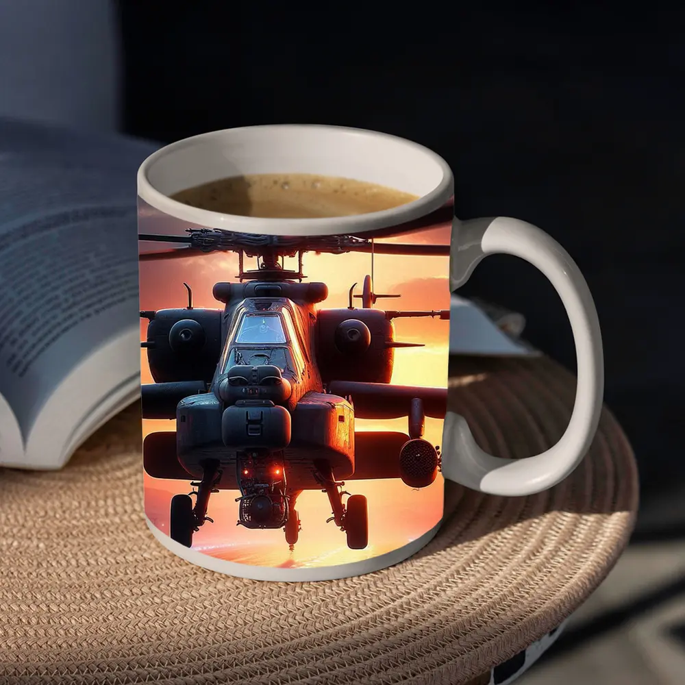 Apache Attack Helicopter Sunset Runway – Mugs