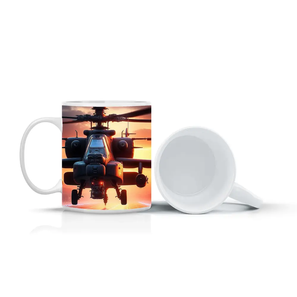 Apache Attack Helicopter Sunset Runway – Mugs