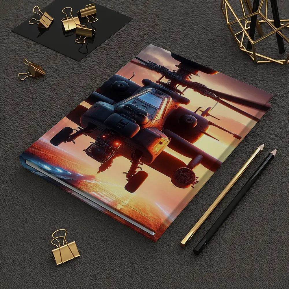 Apache Attack Helicopter Sunset Runway – Notebooks