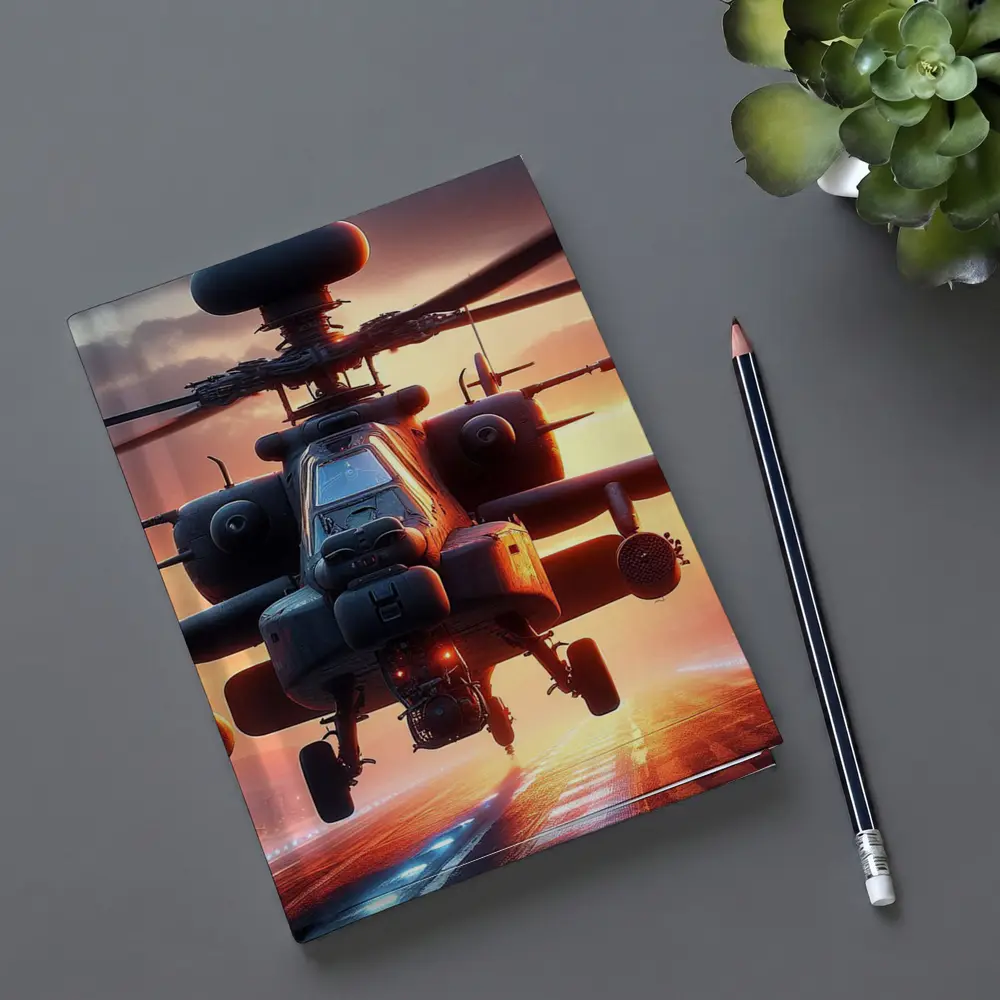 Apache Attack Helicopter Sunset Runway – Notebooks