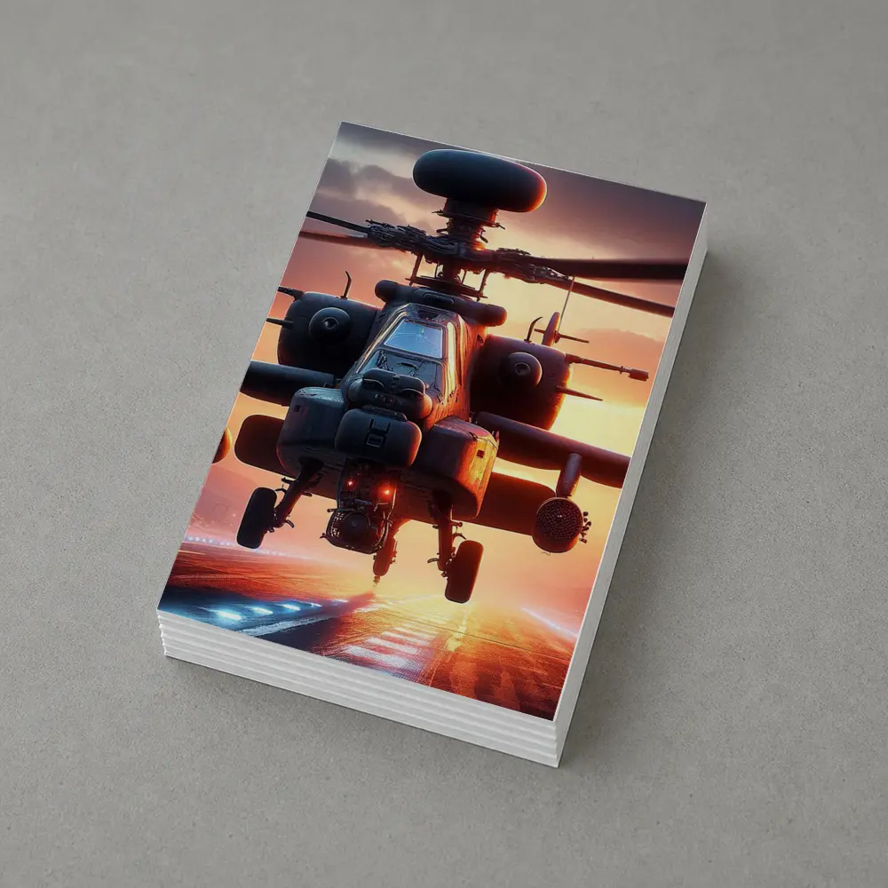 Apache Attack Helicopter Sunset Runway – Postcards
