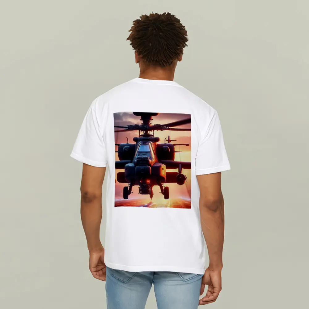 Apache Attack Helicopter Sunset Runway – T-Shirts