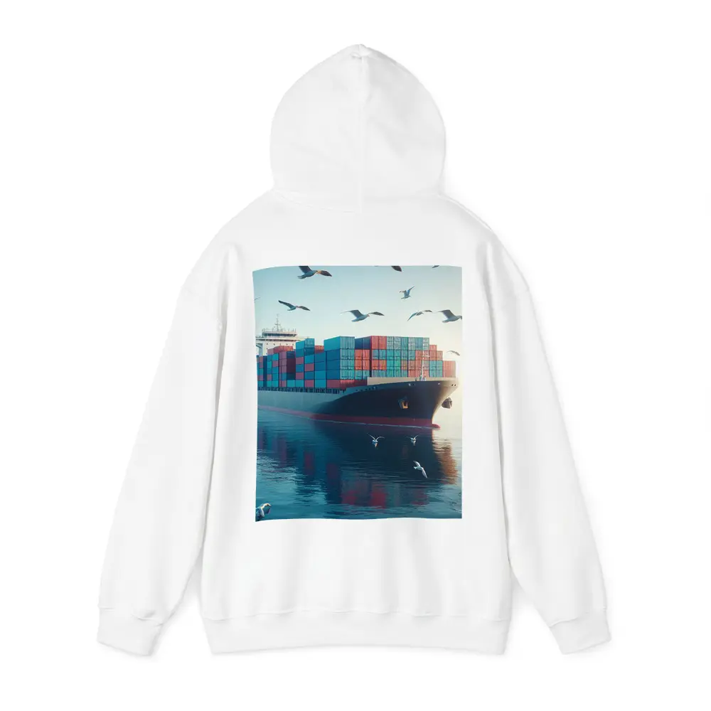 Container Ship Sailing Calm Blue Ocean Waters – Hoodies