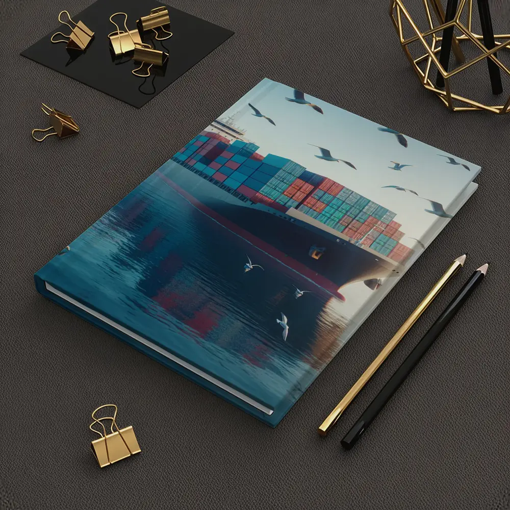 Container Ship Sailing Calm Blue Ocean Waters – Notebooks