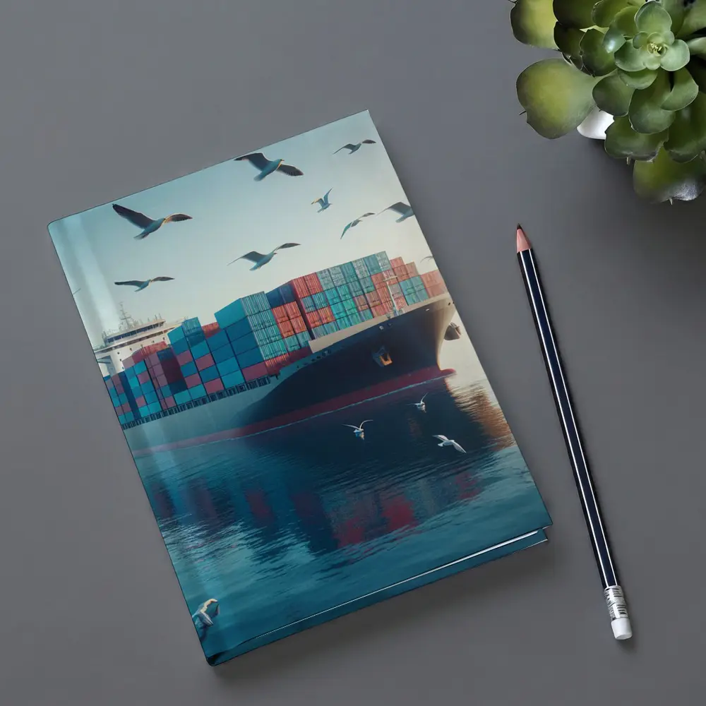 Container Ship Sailing Calm Blue Ocean Waters – Notebooks