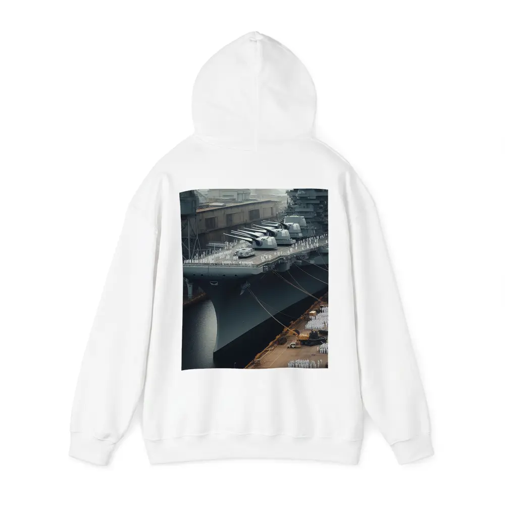 Battleship Docked Naval Base Military Scene – Hoodies