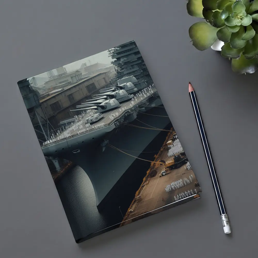 Battleship Docked Naval Base Military Scene – Notebooks
