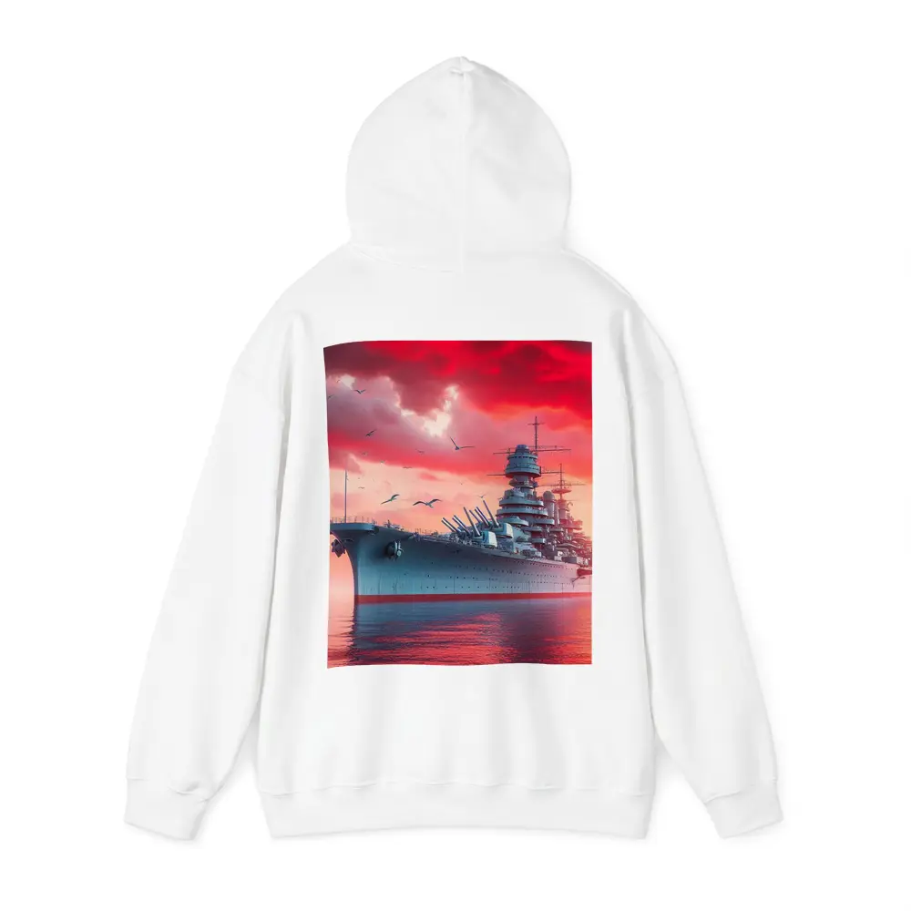 Battleship Warship Red Sky Military Art – Hoodies