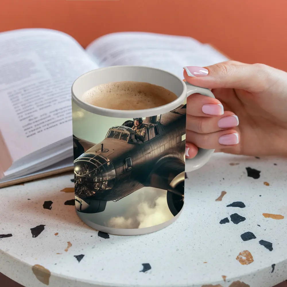 WWII Bomber Pilot Flying Through Dramatic Clouds – Mugs
