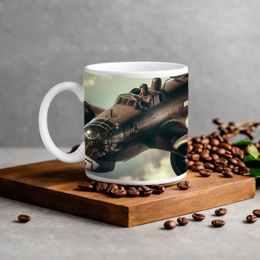 WWII Bomber Pilot Flying Through Dramatic Clouds – Mugs