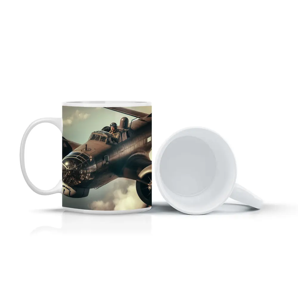 WWII Bomber Pilot Flying Through Dramatic Clouds – Mugs
