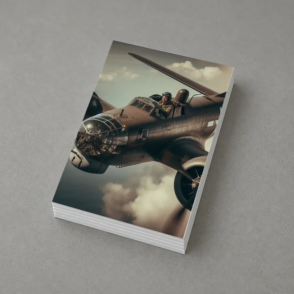 WWII Bomber Pilot Flying Through Dramatic Clouds – Postcards
