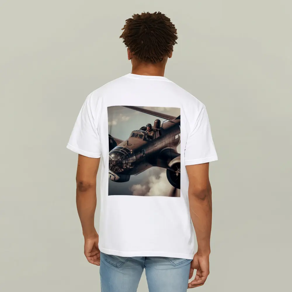 WWII Bomber Pilot Flying Through Dramatic Clouds – T-Shirts