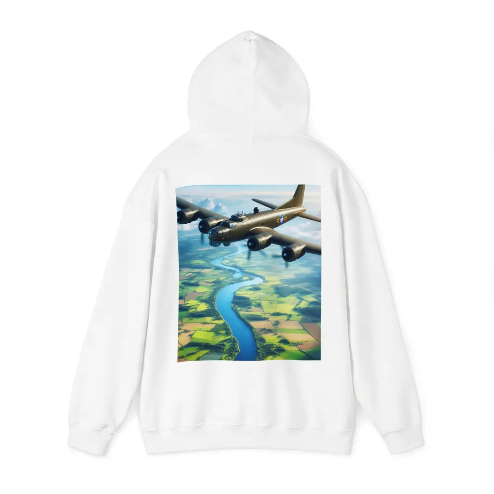 WWII B17 Bomber Flying Over Green Fields – Hoodies