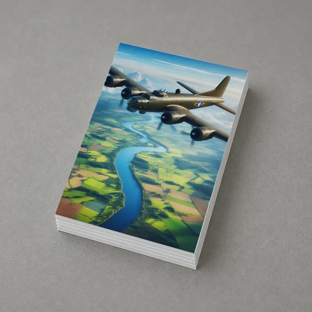 WWII B17 Bomber Flying Over Green Fields – Postcards