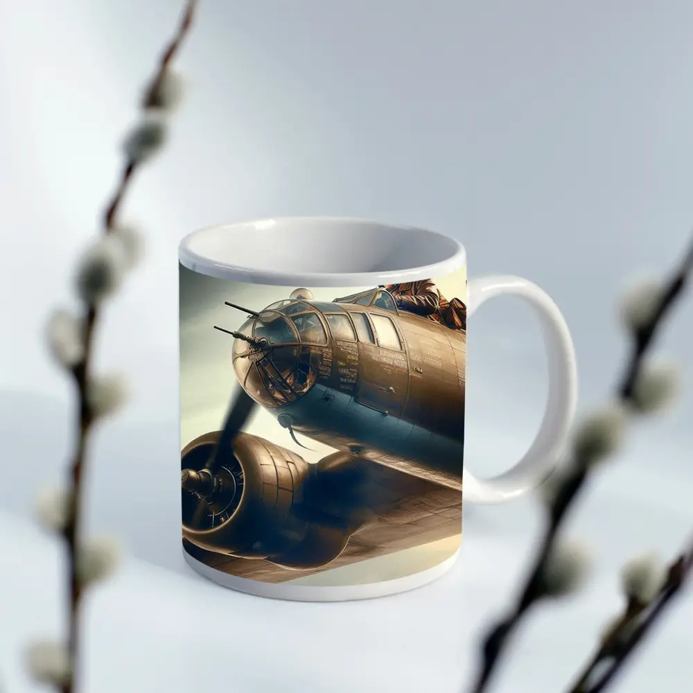 WWII Bomber Pilot Flying Above Clouds – Mugs
