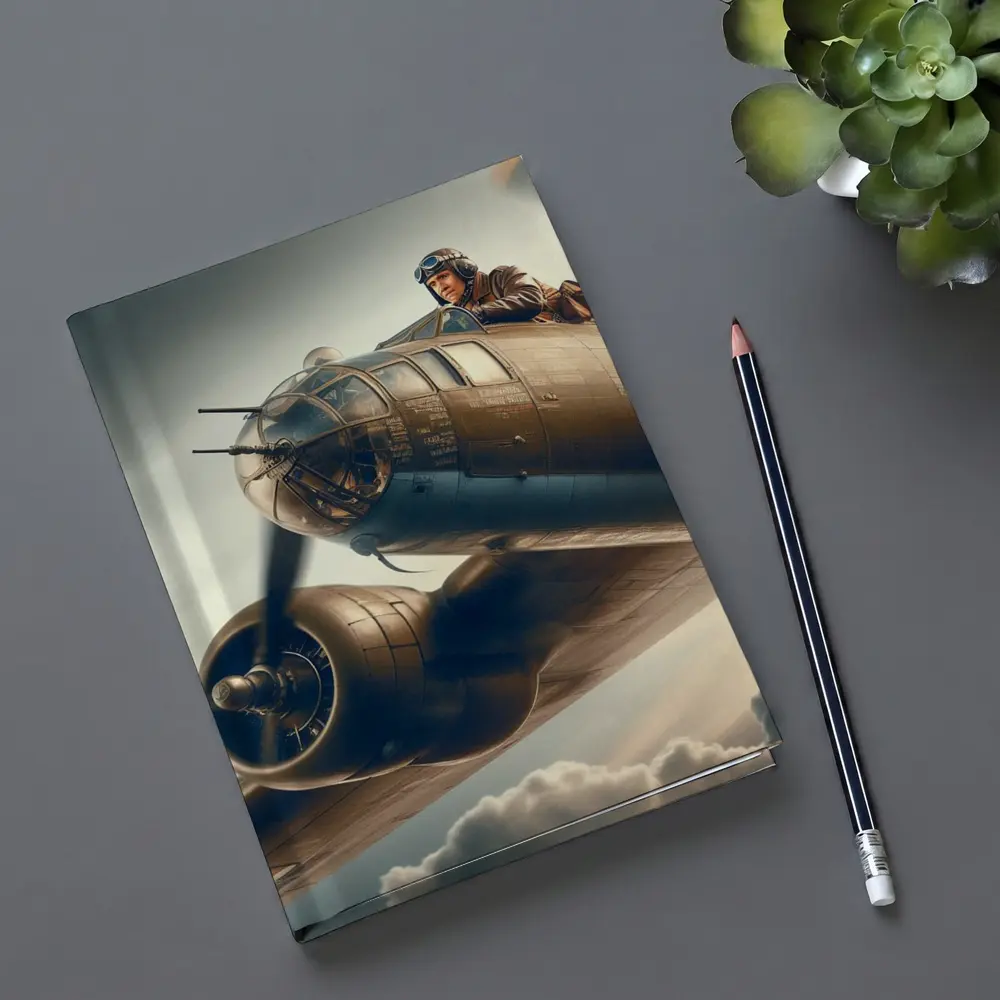 WWII Bomber Pilot Flying Above Clouds – Notebooks