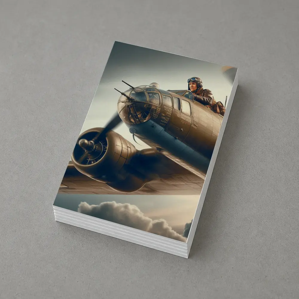 WWII Bomber Pilot Flying Above Clouds – Postcards