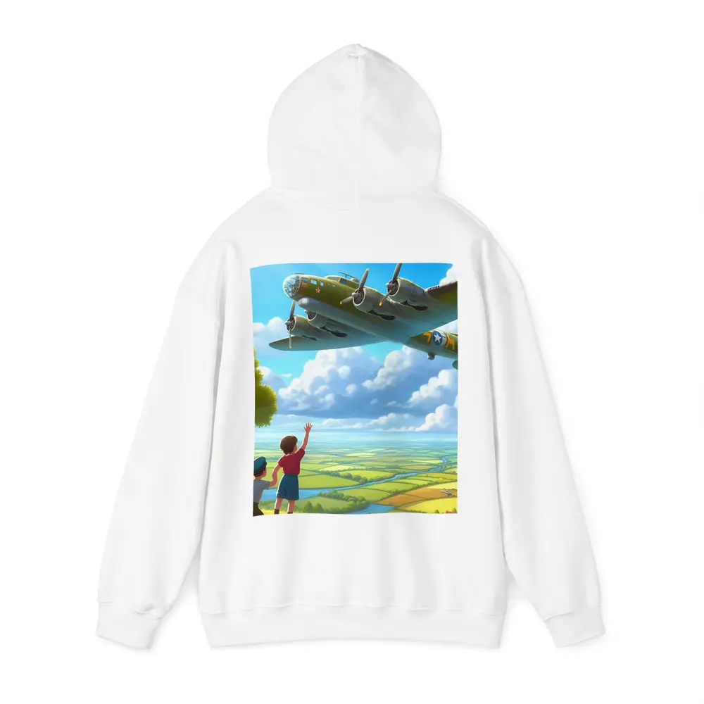 WWII Bomber Plane Over Green Fields – Hoodies