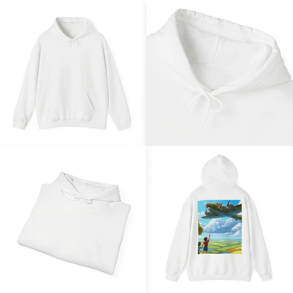 WWII Bomber Plane Over Green Fields – Hoodies
