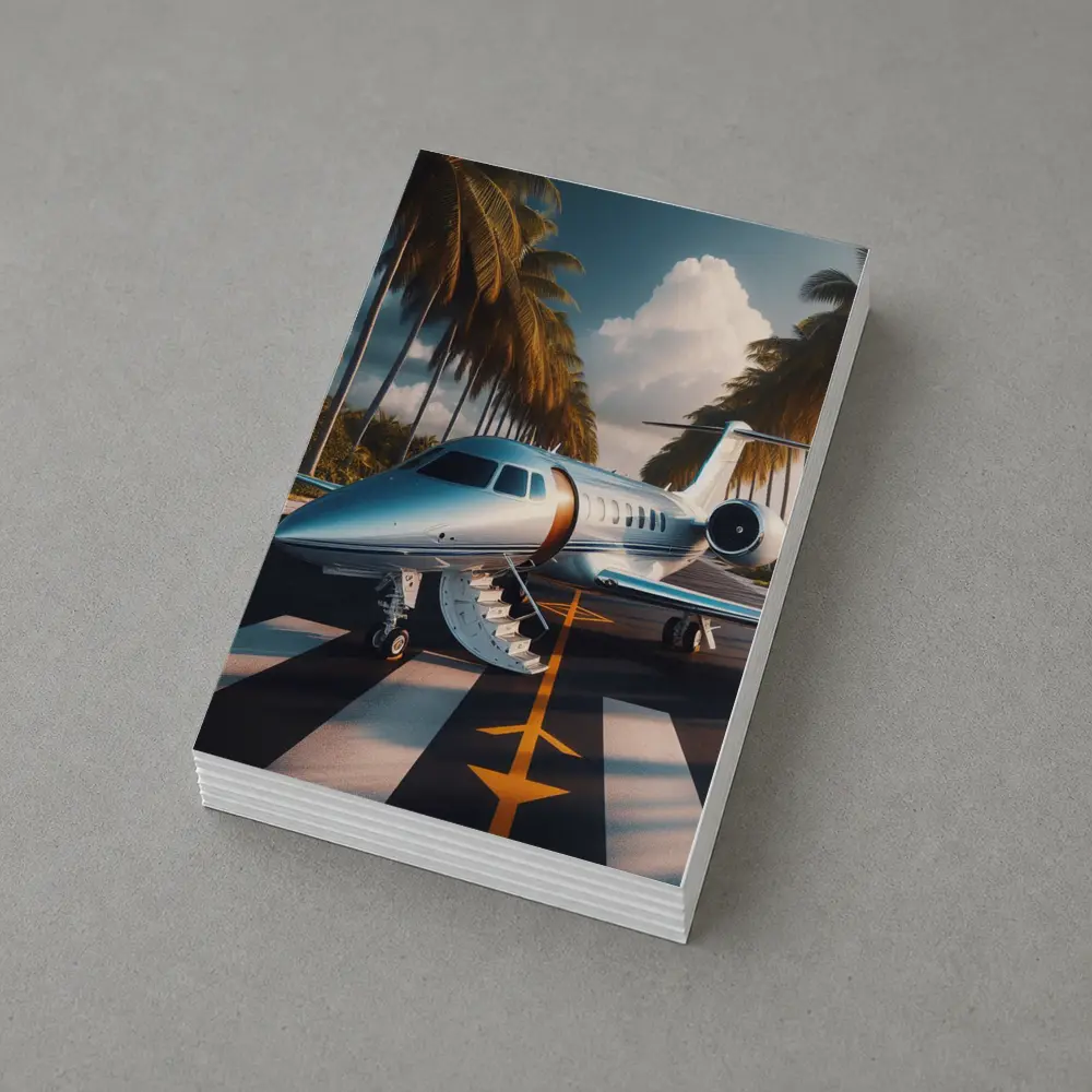 Private Jet Parked Tropical Runway Palm Trees – Postcards