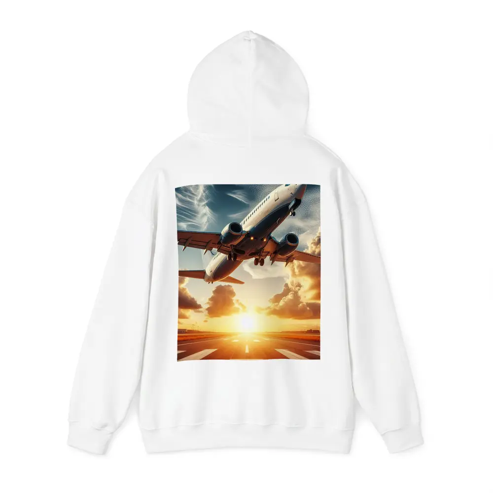Commercial Airplane Taking Off At Sunset – Hoodies