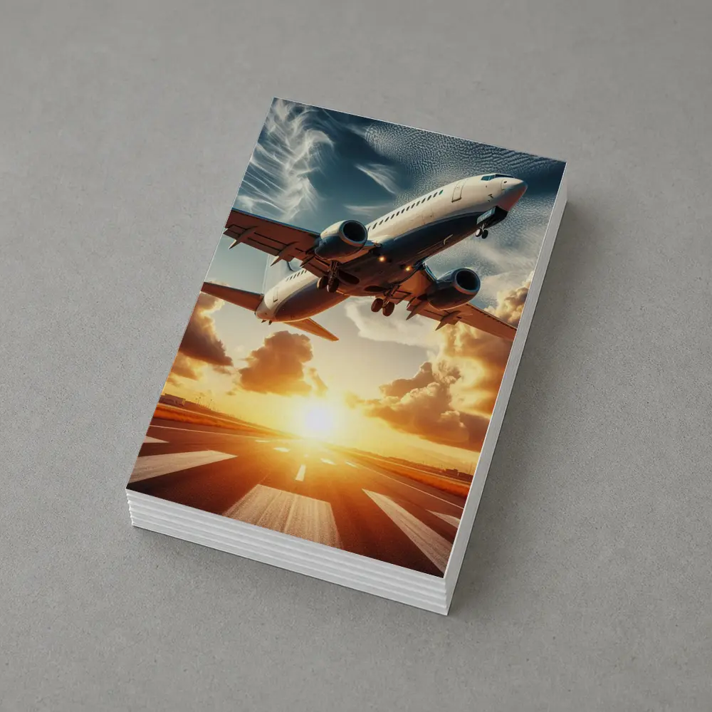 Commercial Airplane Taking Off At Sunset – Postcards