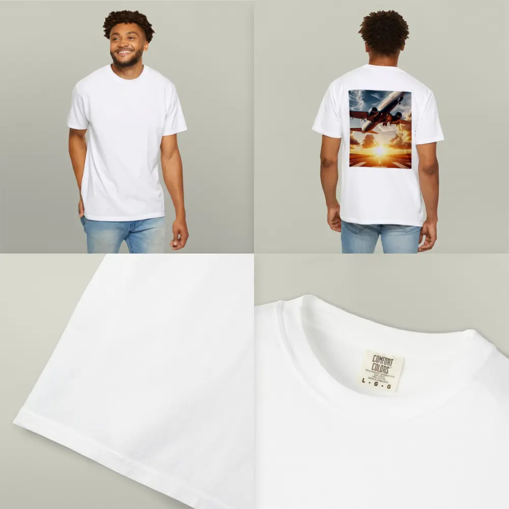 Commercial Airplane Taking Off At Sunset – T-Shirts