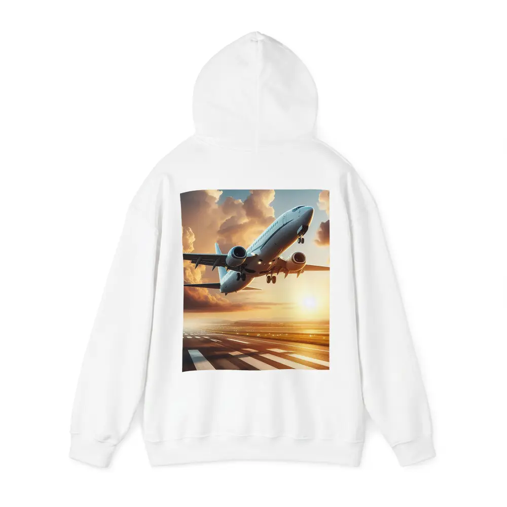 Commercial Airplane Taking Off At Sunset – Hoodies