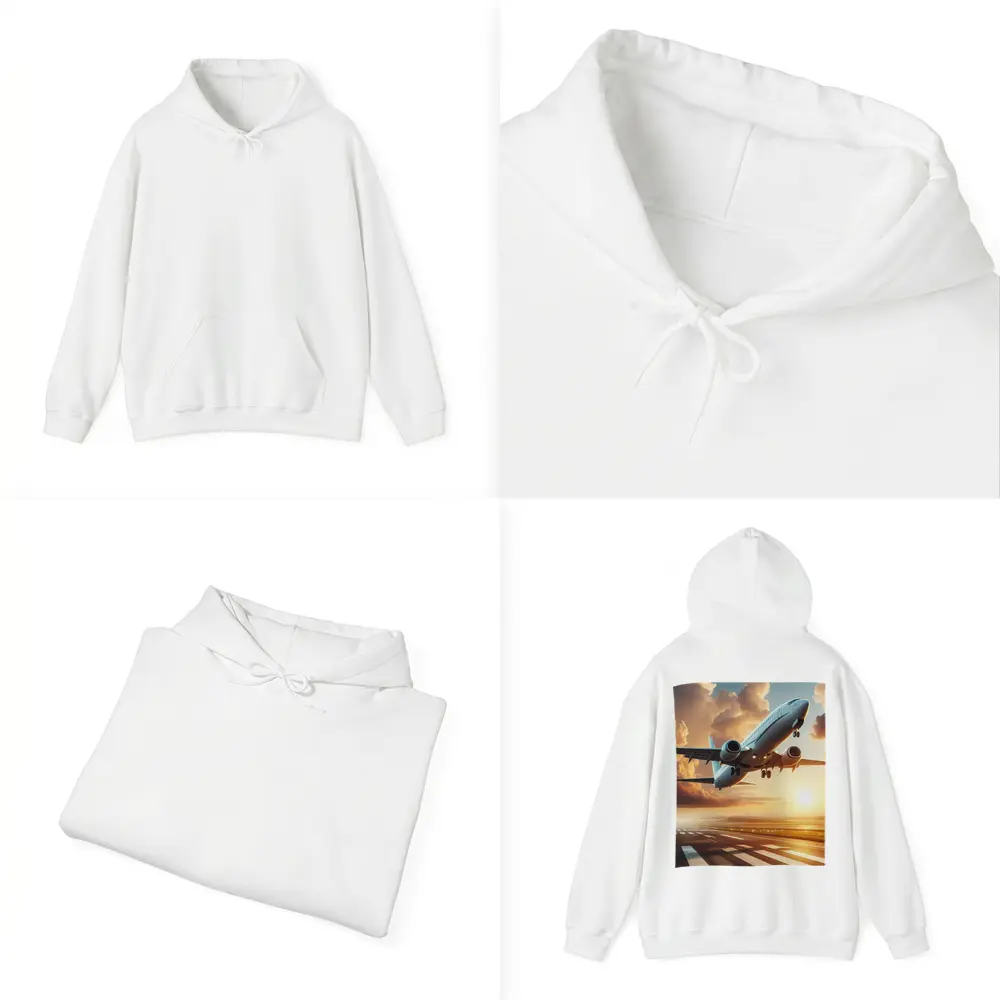 Commercial Airplane Taking Off At Sunset – Hoodies