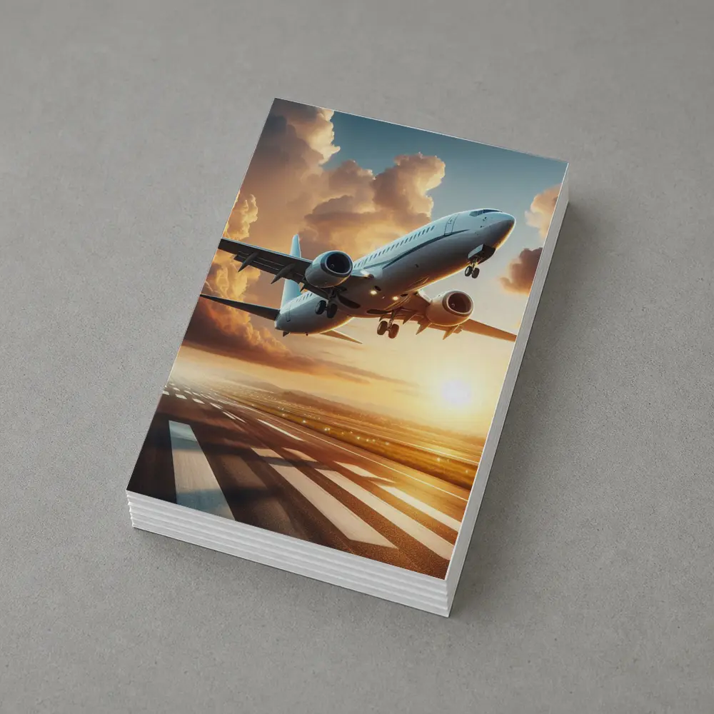 Commercial Airplane Taking Off At Sunset – Postcards