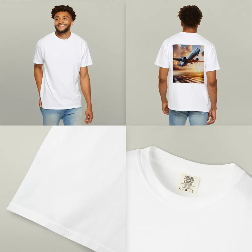 Commercial Airplane Taking Off At Sunset – T-Shirts