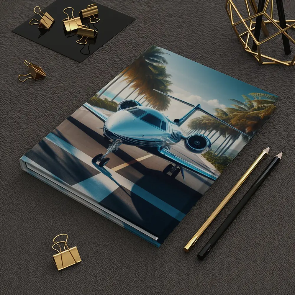 Private Jet Runway Tropical Palm Tree Beach – Notebooks