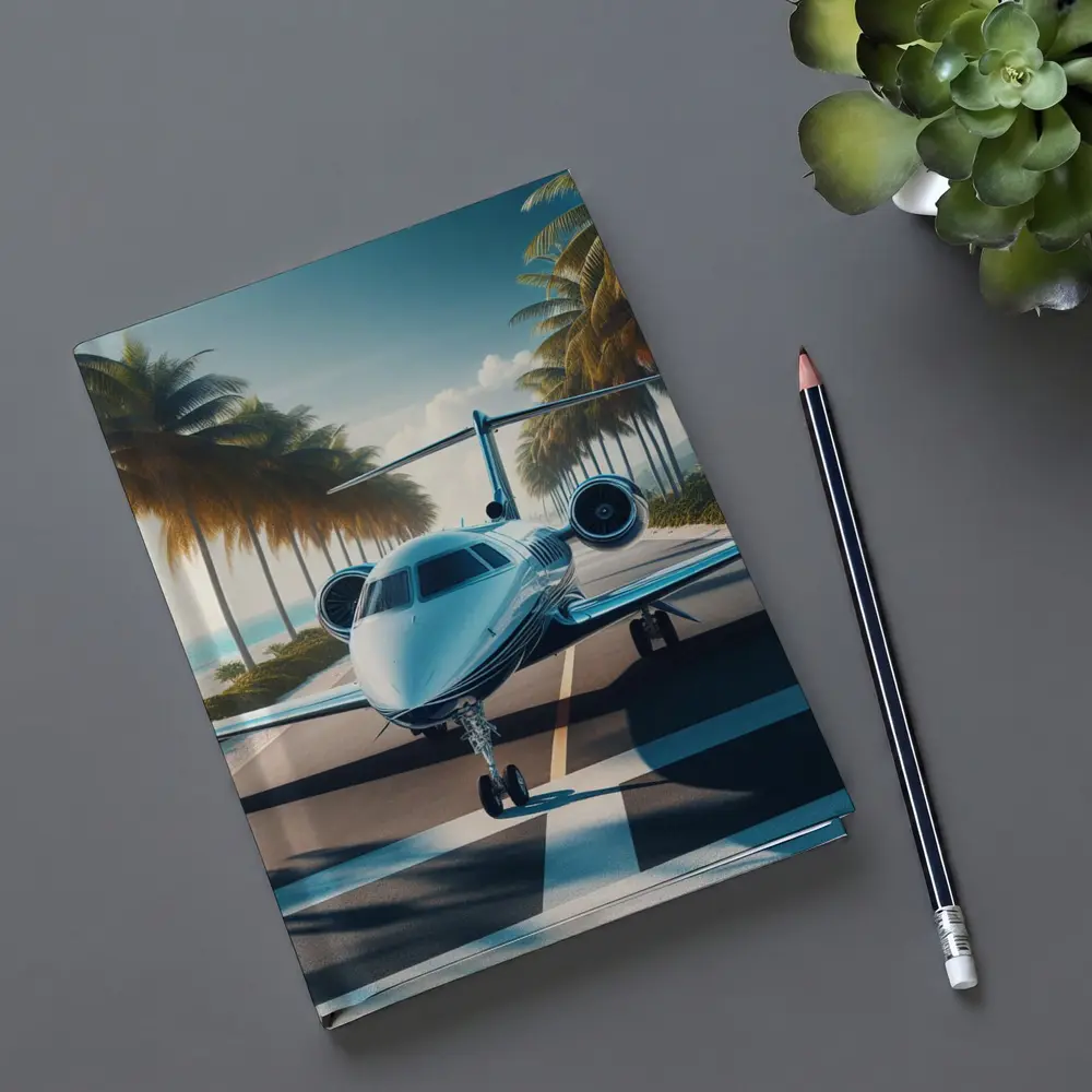 Private Jet Runway Tropical Palm Tree Beach – Notebooks