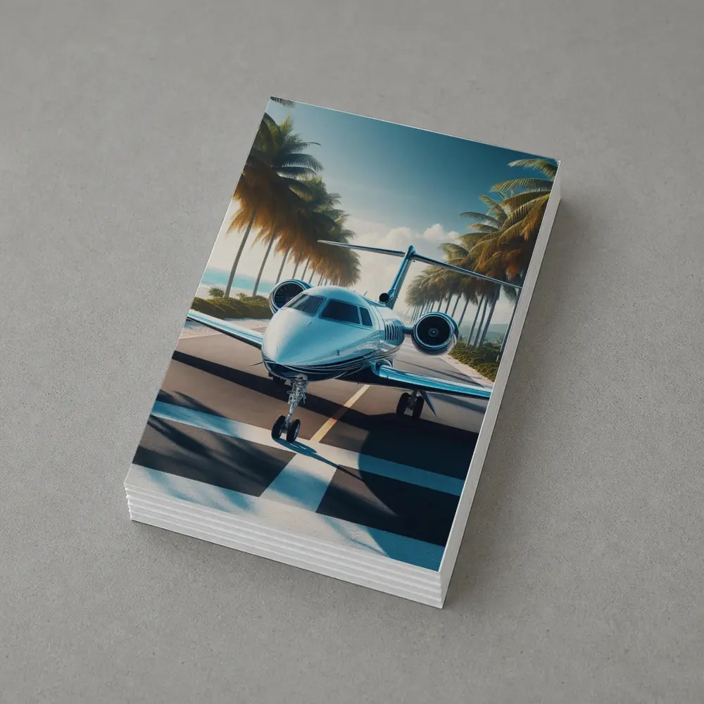 Private Jet Runway Tropical Palm Tree Beach – Postcards