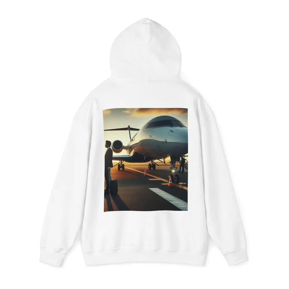 Private Jet Tarmac Businessman Sunset Sky – Hoodies