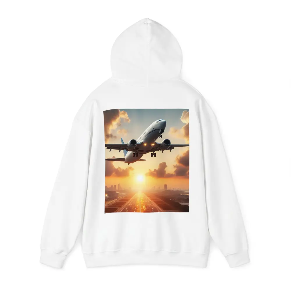 Airplane Taking Off At Golden Sunset – Hoodies