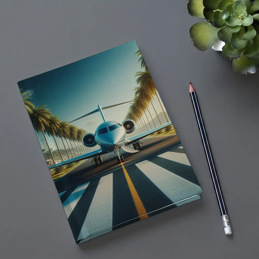 Private Jet Runway Palm Trees Tropical Airport – Notebooks