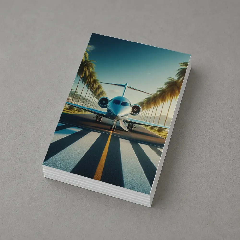 Private Jet Runway Palm Trees Tropical Airport – Postcards