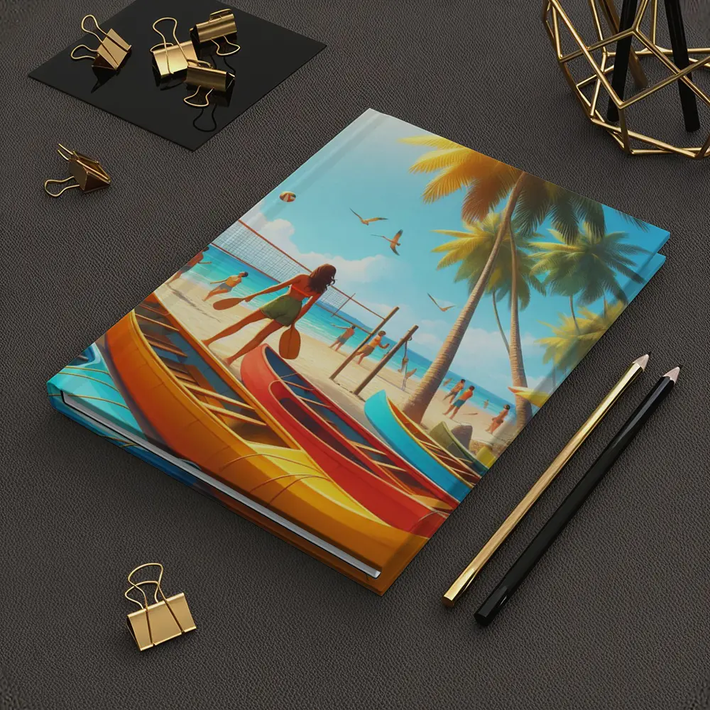 Beach Volleyball Game Tropical Summer Scene – Notebooks