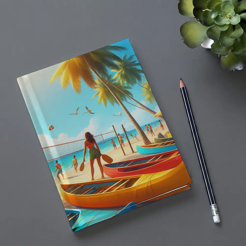 Beach Volleyball Game Tropical Summer Scene – Notebooks