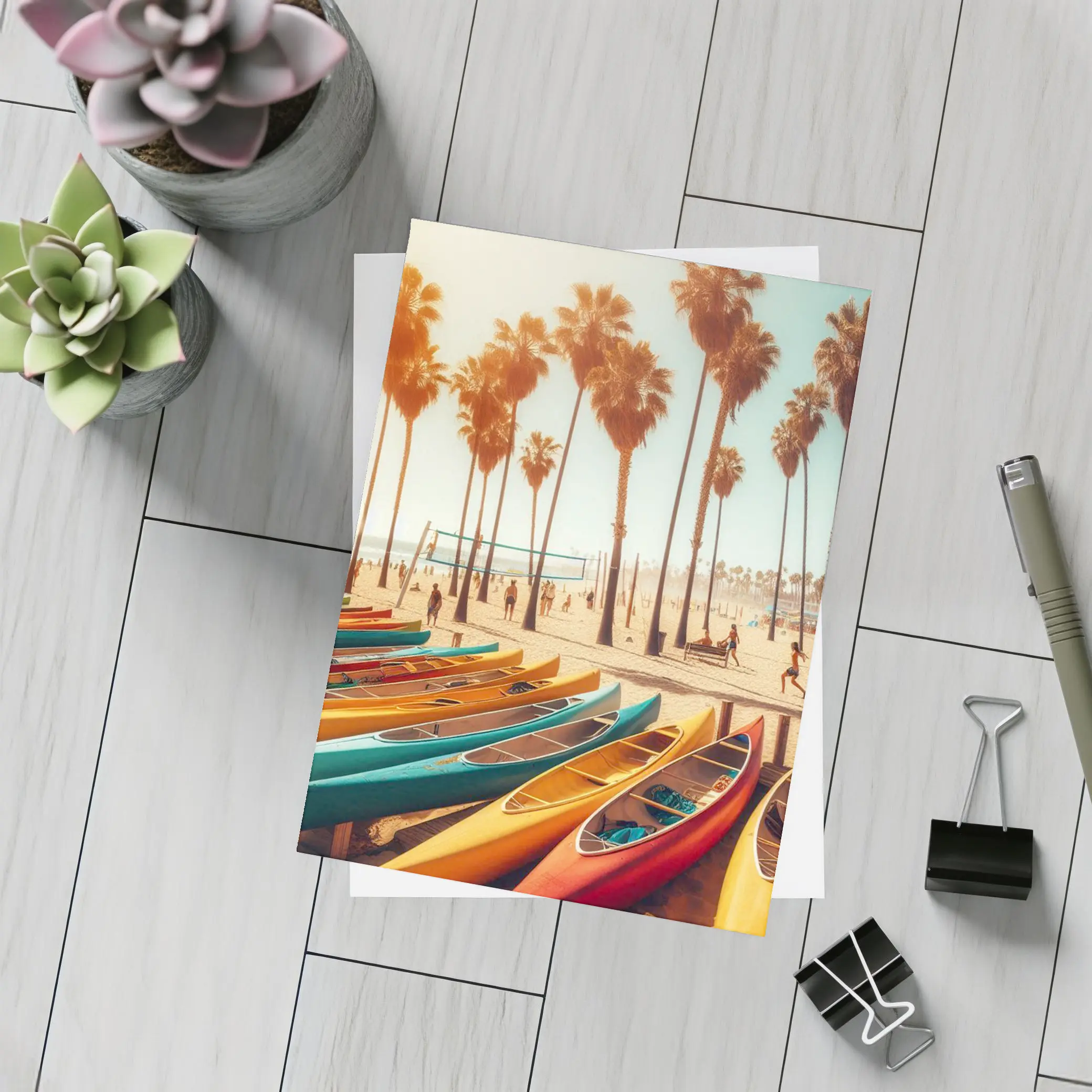 Colorful Kayaks Venice Beach Palm Trees – Postcards