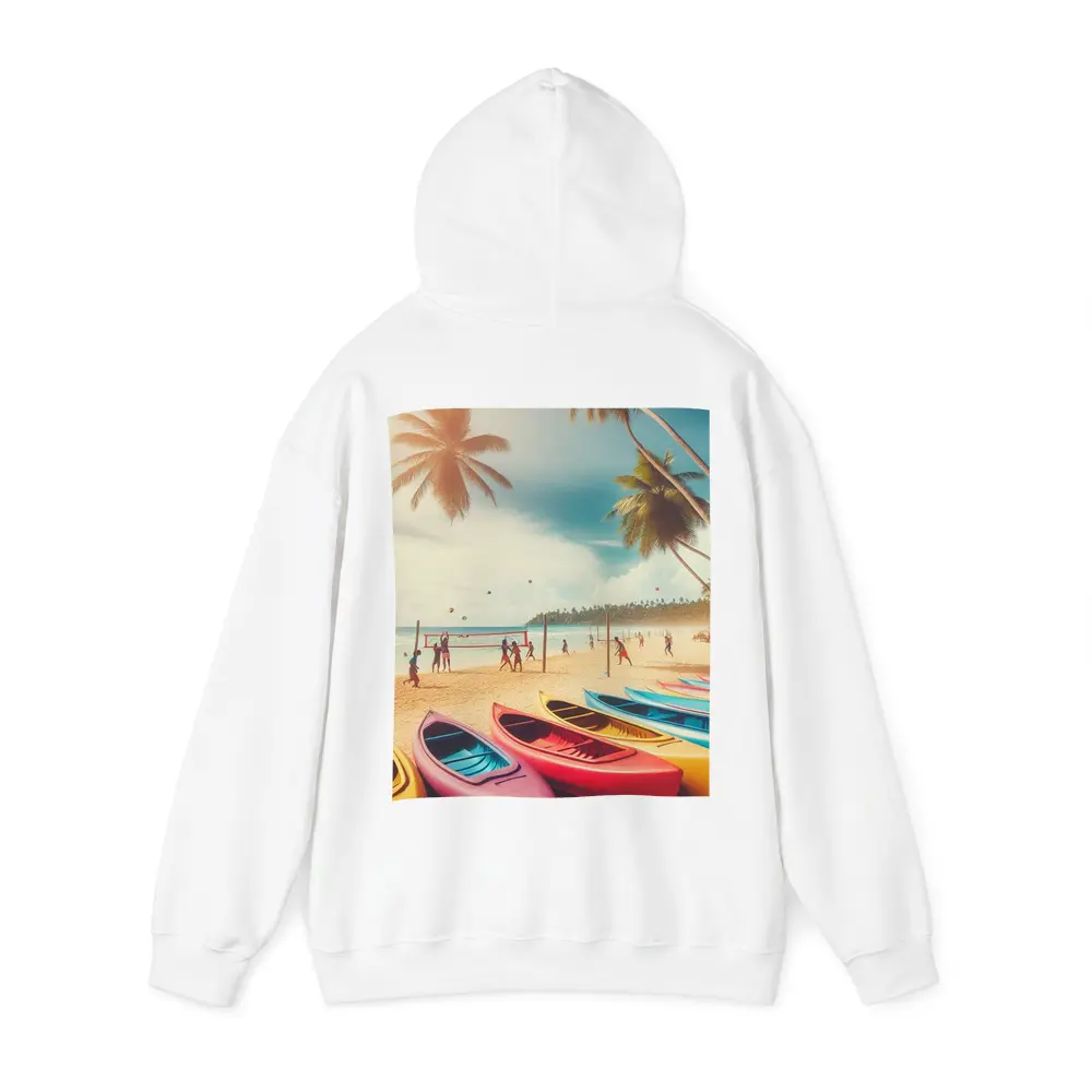 Beach Volleyball Colorful Kayaks Tropical Palm Trees – Hoodies