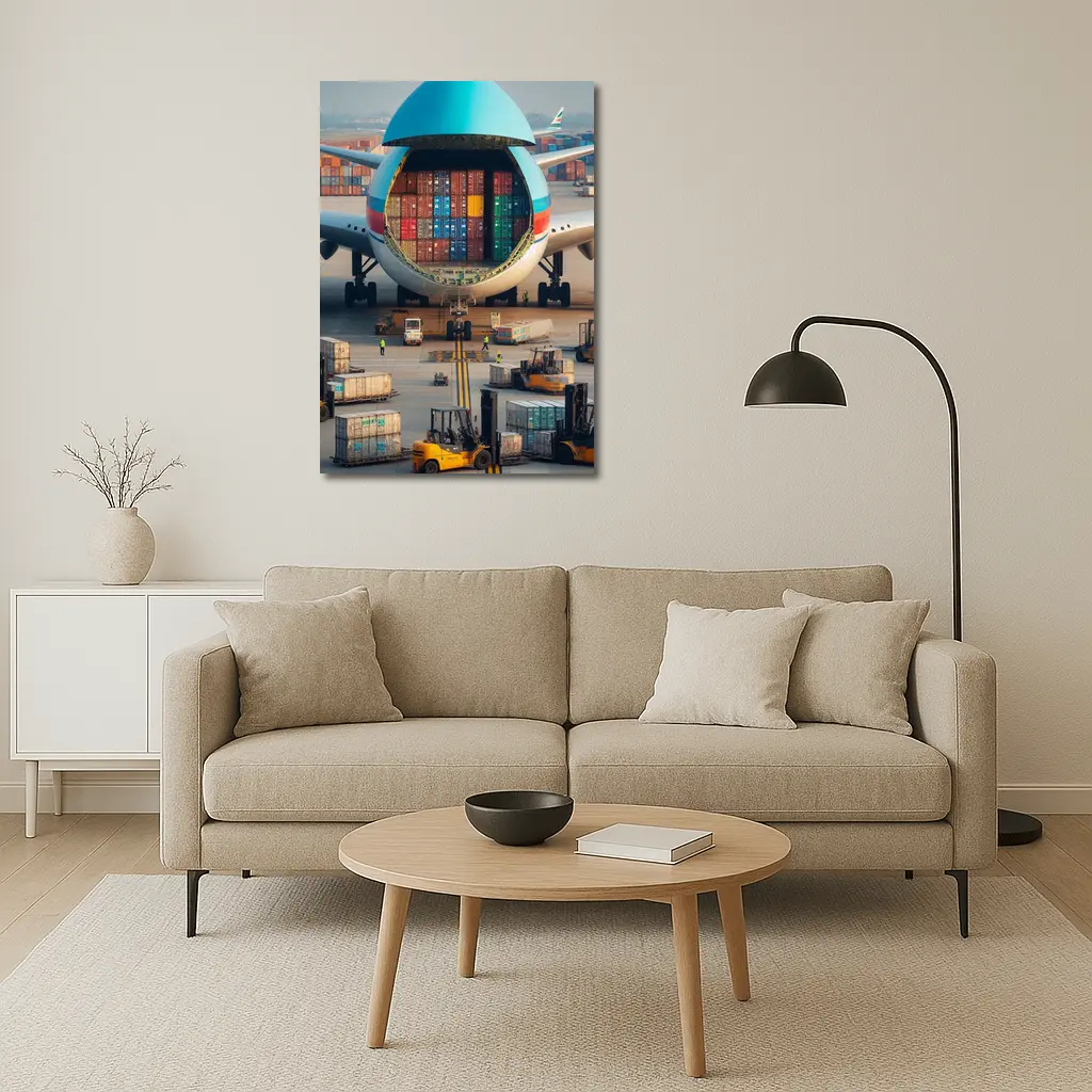 Cargo Plane Loaded With Shipping Containers Airport – Wall Art